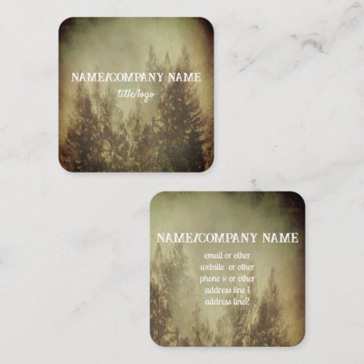 natuur bergpijnbomen  stijl op maat vierkante visitekaartje (Voorkant / Achterkant)