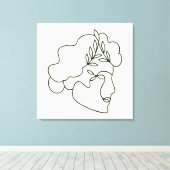 Natuur binnen – Abstracte botanische gezichtslijnk Canvas Afdruk (Insitu (Houten vloer))