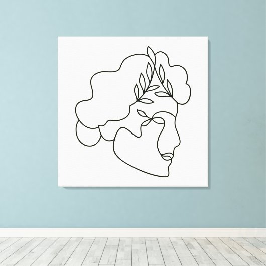 Natuur binnen – Abstracte botanische gezichtslijnk Canvas Afdruk (Insitu (Houten vloer))