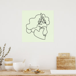 Natuur binnen – Abstracte botanische gezichtslijnk Poster