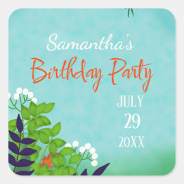 Natuur Birthday Party Vierkante Sticker