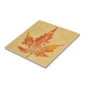 Natuur bladdruk van de herfst in geel en rood tegeltje (Zijkant)