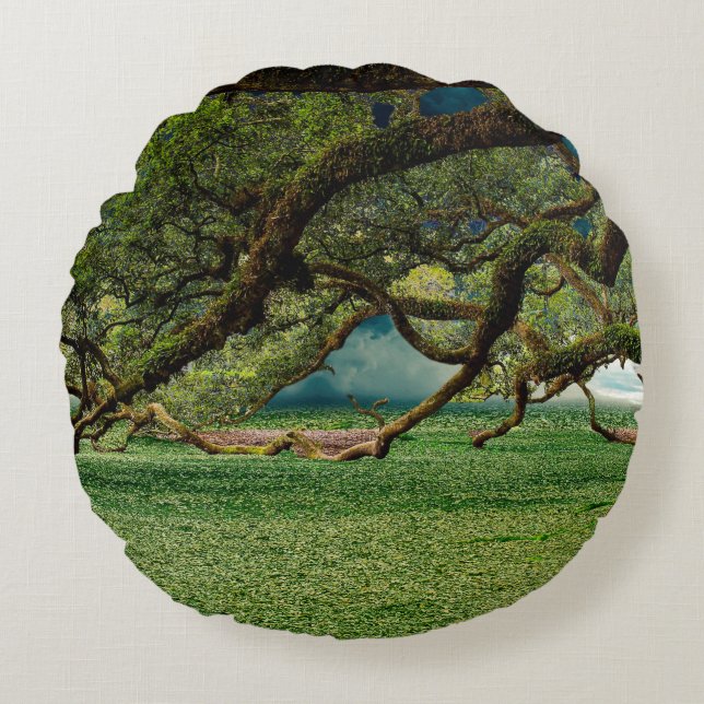 Natuur bladerblad rond kussen (Voorkant)