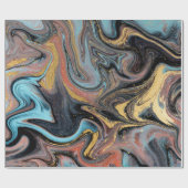 Natuur blauw en groen marmeren met gouden glitter cadeaupapier (Vlak)