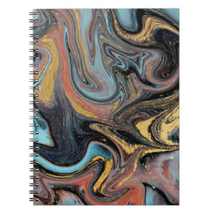 Natuur blauw en groen marmeren met gouden glitter notitieboek