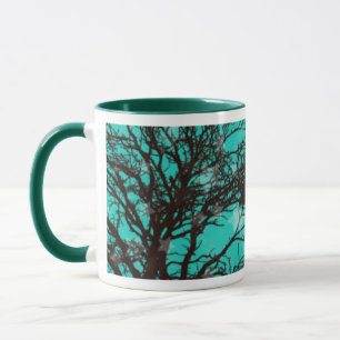 Natuur Blauwe en zwarte bomen en Mok sterren