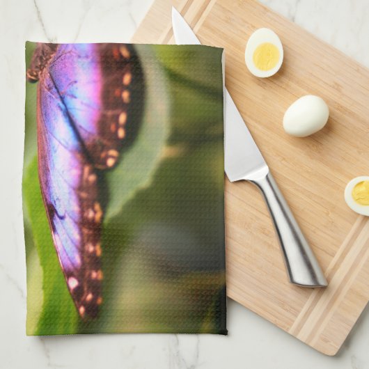 Natuur Blauwe vlinder Sluiten Tint Theedoek (Quarter Fold)