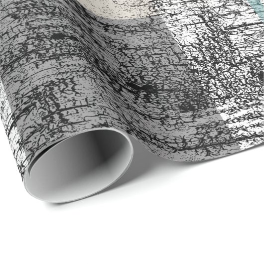 Natuur Blauwgroen grijs wit Cadeaupapier (Rol Hoek)