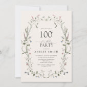 Natuur Bloemen 100ste Verjaardagsfeestje Waterverf Kaart (Voorkant)