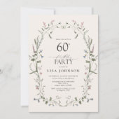 Natuur Bloemen 60ste Verjaardagsfeestje Waterverf Kaart (Voorkant)