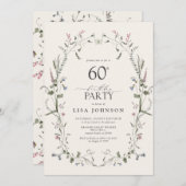 Natuur Bloemen 60ste Verjaardagsfeestje Waterverf Kaart (Voorkant / Achterkant)