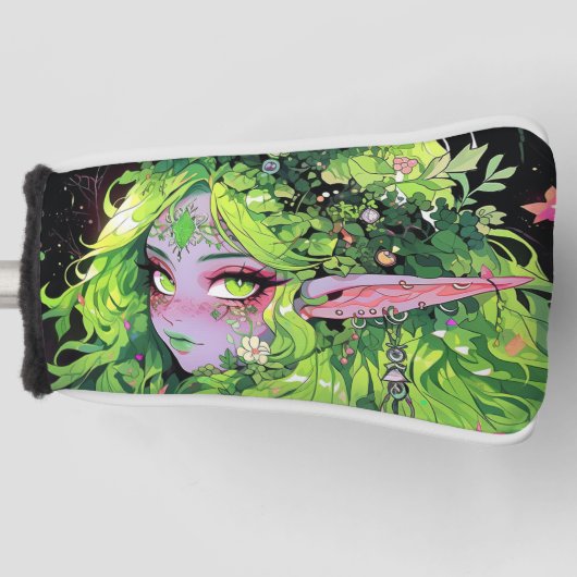 Natuur Bloemen Groen Fantasie Anime Meisje Golfheadcover (Voorkant)