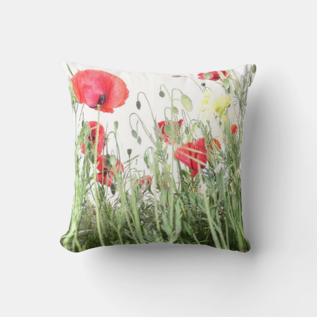 Natuur bloemen van papavervelden kussen (Voorkant)