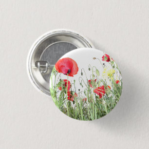 Natuur bloemen van papavervelden ronde button 3,2 cm