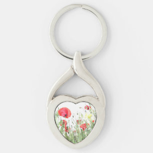 Natuur bloemen van papavervelden sleutelhanger