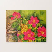  Natuur Blooming Flowers Waterverf mandje Legpuzzel (Horizontaal)