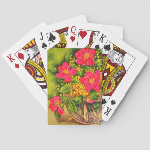 Natuur Blooming Flowers Waterverf mandje Pokerkaarten