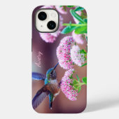 Natuur Blue Hummingbird Pink Flowers Name Case-Mate iPhone Case (Achterkant)