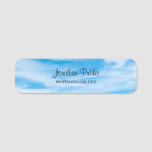 Natuur Blue Sky Clouds Handgeschreven Script Trend Naamplaatje