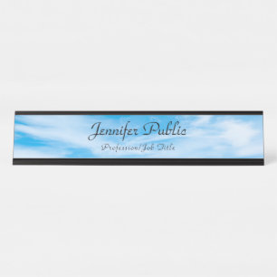 Natuur Blue Sky White Clouds Modern Elegant Trendy Bureau Naambordje