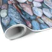 NATUUR BLUE STONES WET PEBBLE PATTERN CADEAUPAPIER (Rol Hoek)