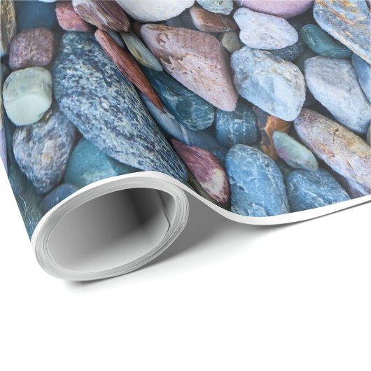 NATUUR BLUE STONES WET PEBBLE PATTERN CADEAUPAPIER (Rol Hoek)