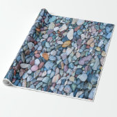 NATUUR BLUE STONES WET PEBBLE PATTERN CADEAUPAPIER (Uitgerold)