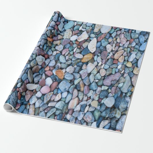 NATUUR BLUE STONES WET PEBBLE PATTERN CADEAUPAPIER (Uitgerold)
