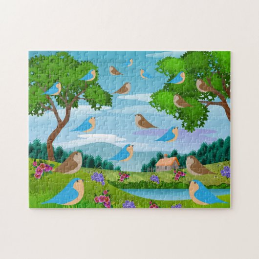 Natuur Bomen Birds Flowers, leeftijd 8 Legpuzzel (Horizontaal)