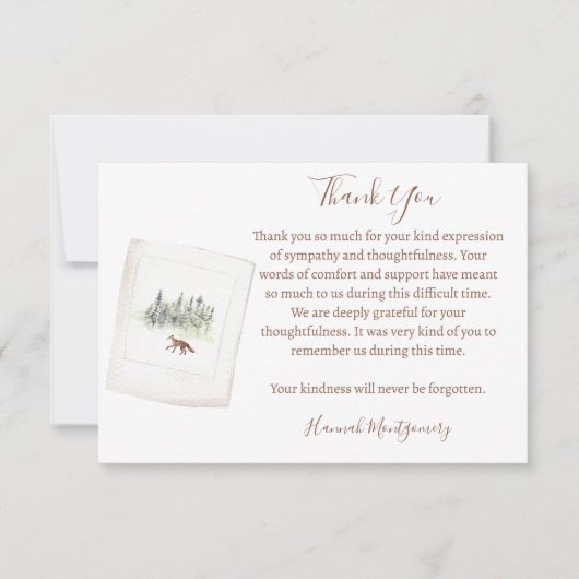 Natuur Bos Begrafenissympathie Dank u kaart Notitiekaartje (Voorkant)