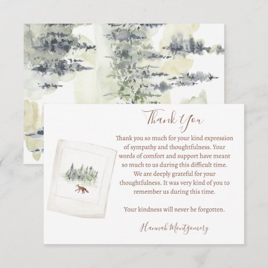 Natuur Bos Begrafenissympathie Dank u kaart Notitiekaartje (Voorkant / Achterkant)
