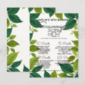 Natuur bos scavenger hunt spel feestje aankondigingskaart (Voorkant / Achterkant)