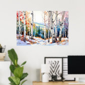 Natuur bos wandkunst print (Thuiskantoor)