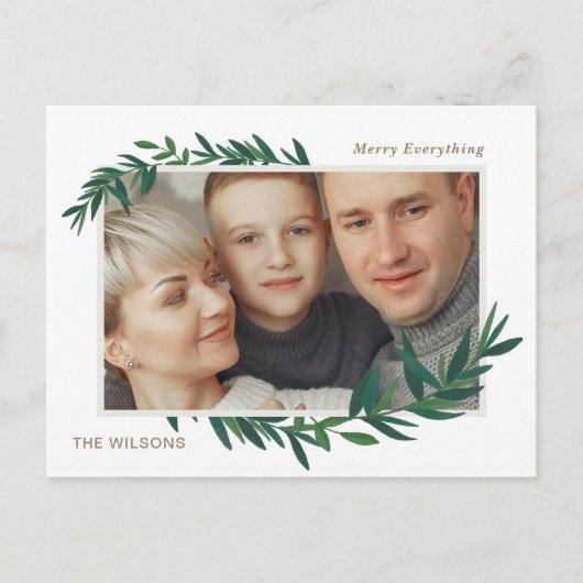 Natuur Botanical Wish Gold Photo Holiday Briefkaar Feestdagenkaart (Voorkant)