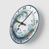 Natuur Botanisch Ontwerp Met Nummers + Markeringen Ronde Klok (Hoek)