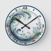 Natuur Botanisch Ontwerp Met Nummers + Markeringen Ronde Klok (Voorkant)