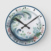 Natuur botanisch ontwerp met uurmarkeringen ronde klok (Voorkant)