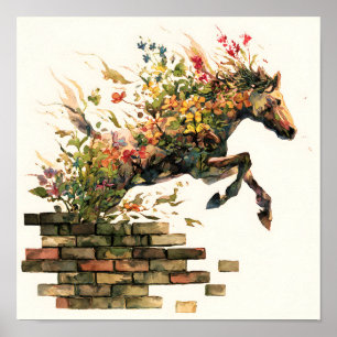 Natuur Botanische Bloemen Paardspringen Poster