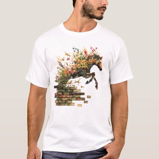 Natuur Botanische Bloemen Paardspringen T-shirt (Voorkant)