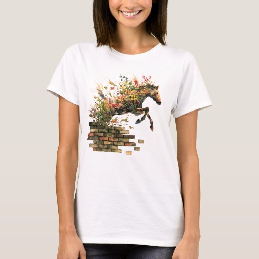 Natuur Botanische Bloemen Paardspringen T-shirt (Voorkant)