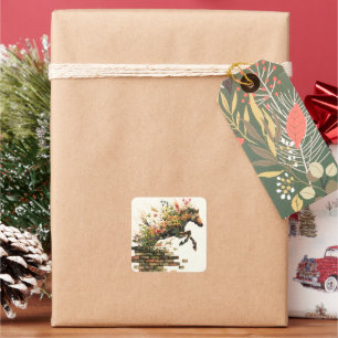 Natuur Botanische Bloemen Paardspringen Vierkante Sticker