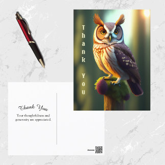 Natuur Brown Owl Artwork Hartelijk dank Briefkaart