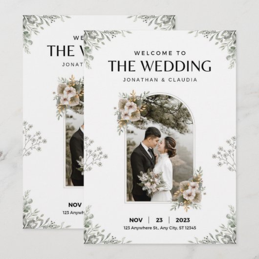 Natuur bruiloft kaart (Voorkant / Achterkant)