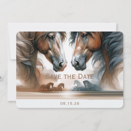 Natuur Bruin Bruin Save The Date Paarden (Voorkant)