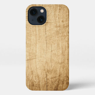 Natuur bruin hout, gekarfd textiel iPhone 13 hoesje