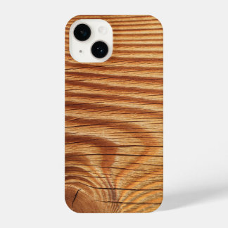Natuur bruin hout, gekarfd textiel iPhone 14 hoesje