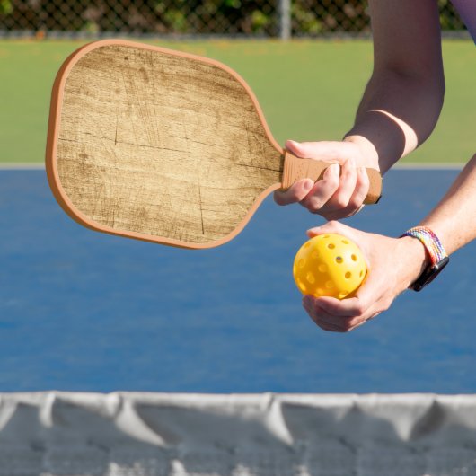 Natuur bruin hout, gekarfd textiel pickleball paddle (Insitu)