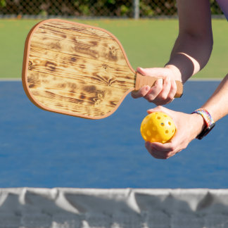 Natuur bruin hout, gekarfd textiel pickleball paddle