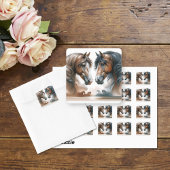 Natuur bruine paarden bruiloft vierkante sticker