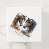 Natuur Bruine Paarden Voeg Foto Huwelijk Bedankjes Labels (In situ)